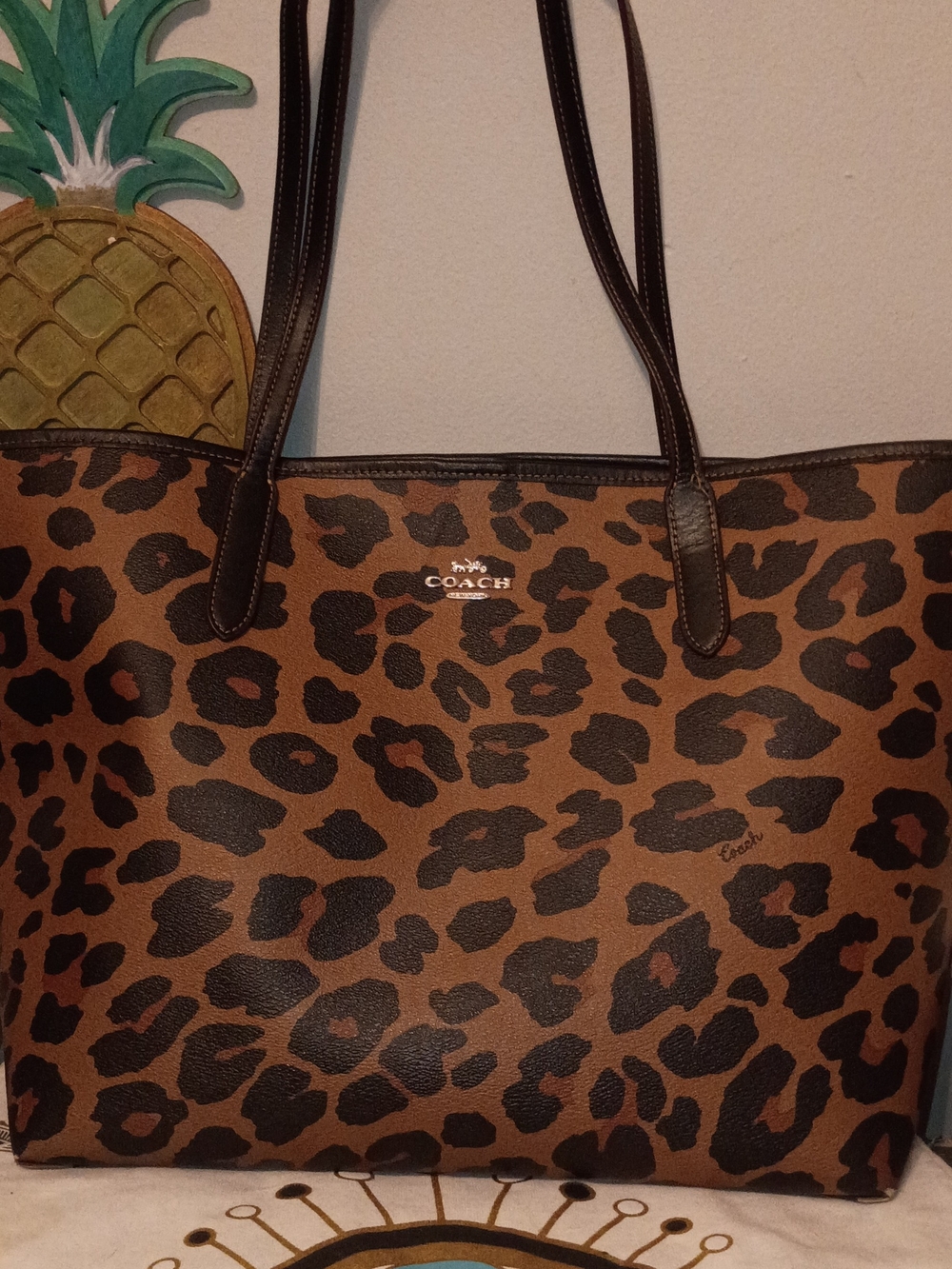 Large Coach City Tote Bag Not Available Retail Leopard Print Great Condition - Picture 3 of 16